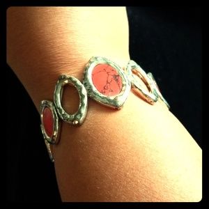 Silver and Orange Bracelet